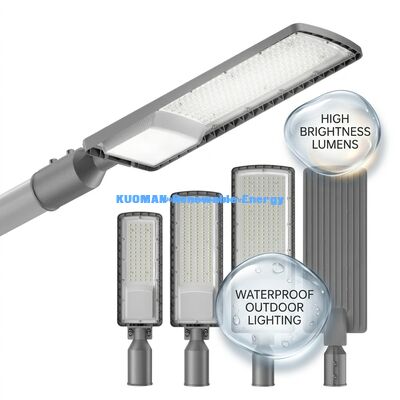 مصباح شارع LED شمسي بقوة 50-200 واط، مقاوم للماء بمعيار IP66، بعمر افتراضي 50000 ساعة لمواقف السيارات والطرق السريعة