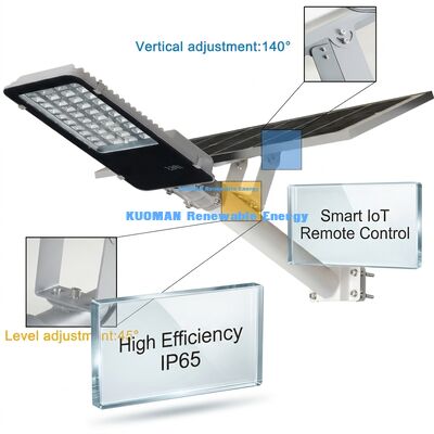 مصباح شارع شمسي LED مقاوم للماء بمعيار IP65 بقوة 100-500 واط قابل للتخصيص مع درجة حرارة لون 2700-6000 كلفن لإضاءة الحدائق والطرق