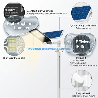 ضوء الشارع الشمسي 200W مع بروف MPPT و IP65 مقاوم للماء للطريق الخارجي وإضاءة الحديقة