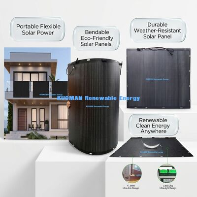 100W IP68 مضاد للماء 360 درجة الطاقة الشمسية المرنة قابلة للثني للأسقف والقوارب مع شهادة FCC