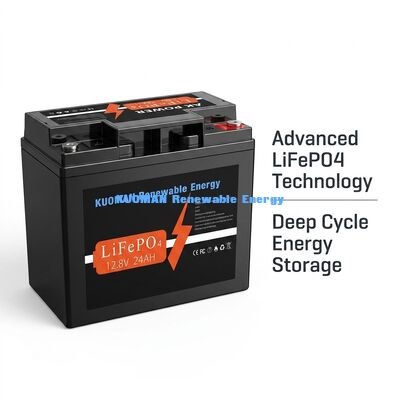 بطارية LiFePO4 12V 24Ah مع طاقة 307.2Wh ومادة علبة ABS لتطبيقات دورة عميقة