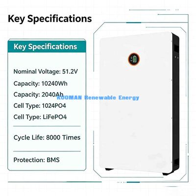 48V 200Ah LiFePO4 Powerwall مع CAN الاتصال بالبلوتوث للبيت بطارية تخزين شمسية UL RoHS المعتمدة