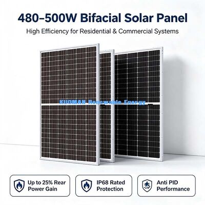 نطاق حرارة واسع 490W وحدة شمسية ثنائية الوجه، نطاق العمل 40 °C ~ + 85 °C