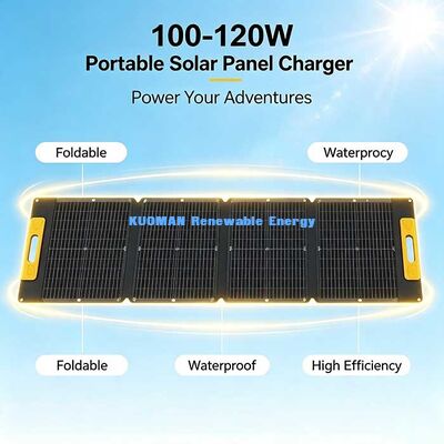 100-120W لوحة شمسية قابلة للطي عالية الكفاءة ، شاحن شمسي محمول ضد البقع للمغامرات خارج الشبكة