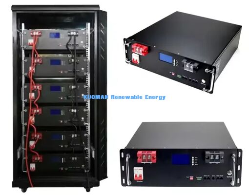 KM 48V 100Ah LiFePO4 بطارية ريك وحدة مع 8000 دورات عميقة، 51.2V الجهد الاسمي و 100Ah سعة