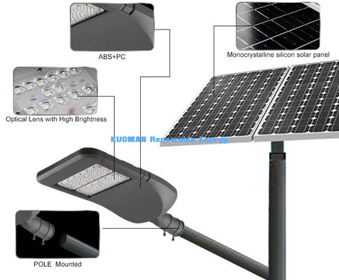 ضوء الشارع الشمسي من الألومنيوم المقاوم للماء 50W IP65 مع تكنولوجيا LED لإضاءة الطرق الخارجية