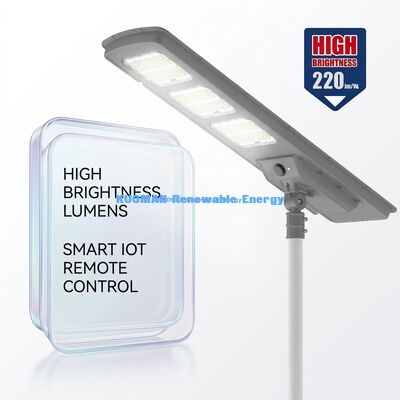 كل شيء في واحد LED ضوء الشارع الشمسي 220lm / W IP65 مقاوم للماء مع 2-3 أيام مطر احتياطي لإضاءة الطرق والحدائق