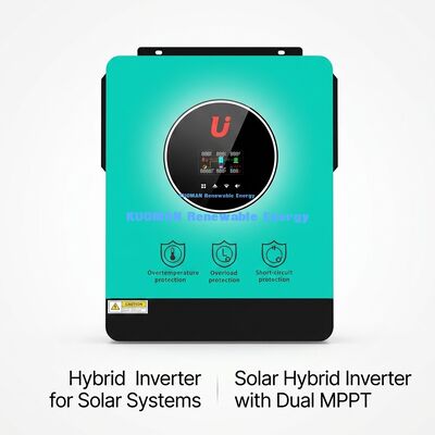 عاكس الطاقة الشمسية الهجينة ذات المرحلة الواحدة عالي الكفاءة 4.2KW/6.2KW لنظم المنزل والشبكة