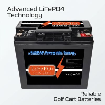 بطارية LiFePO4 12V 24Ah مع طاقة 307.2Wh ومادة علبة ABS لتطبيقات دورة عميقة