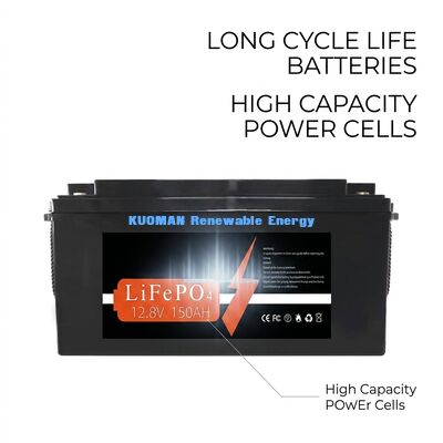 بطارية KM 1920Wh 12V 150Ah بطارية ليثيوم ذات دورة عميقة مع 8000 دورة لتخزين الطاقة وRV/رافعة شوكية/عربة جولف/طاقة يخت