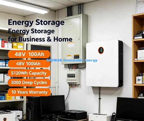 حياة طويلة 8000 دورة بطارية الحائط LiFePO4 5.12kWh داخل المرآب تصميم الجدار
