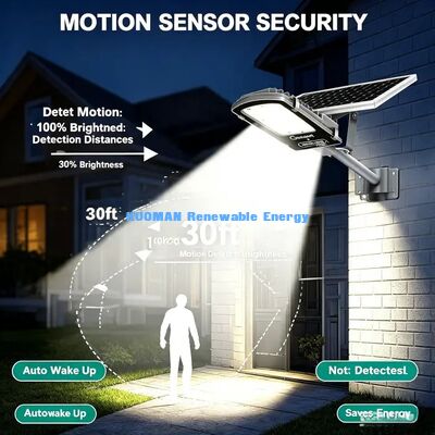 مصباح شارع شمسي مقاوم للماء IP65 بمستشعر حركة PIR تشغيل/إيقاف تلقائي لإضاءة الحديقة الخارجية