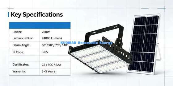 200W مصباح كشاف شمسي LED موفر للطاقة 120 لومن/واط سطوع عالي مصباح فيضان شمسي للمتنزهات والملاعب
