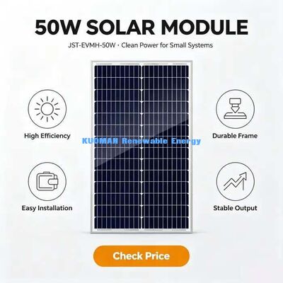 وحدة الطاقة الشمسية أحادية البلورات ذات الطاقة العالية 50W 0 ~ + 4.99W تحمل الطاقة الإيجابي