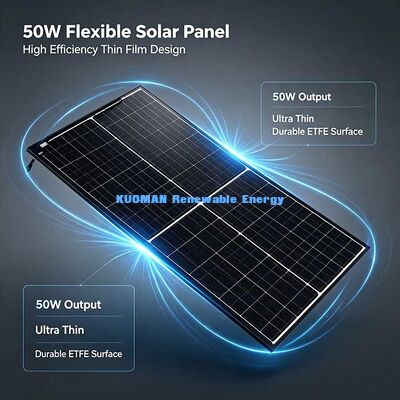 لوحات شمسية مرنة قابلة للطي 50W خفيفة الوزن ، شاحن شمسي مقاوم للتآكل للقوارب والسيارات ذات الشاحنات والشرفة في المنزل
