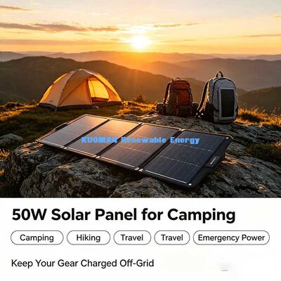 50W مقاومة للماء الطاقة الشمسية قابلة للطي، USB-C DC شاحن لرحلات حقائب الظهر