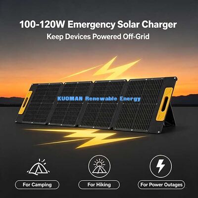 100-120W لوحة شمسية قابلة للطي عالية الكفاءة ، شاحن شمسي محمول ضد البقع للمغامرات خارج الشبكة