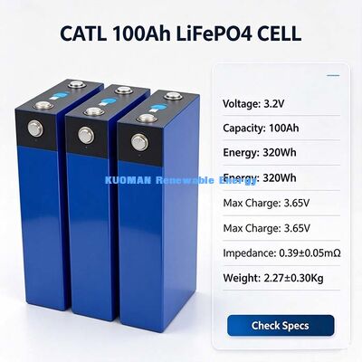 خلية ليثيوم أيون Lifepo4 المنشورية بقوة 3.2 فولت و 100 أمبير في الساعة، أطراف موجبة وسالبة كاملة، خلية بطارية تخزين الطاقة الشمسية